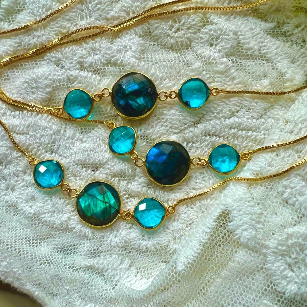 *Tinsley* Labradorite Aqua Chalcedony Adjustable Necklace